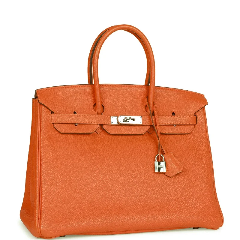 Hermes Birkin 35 Orange H Clemence Palladium Hardware -