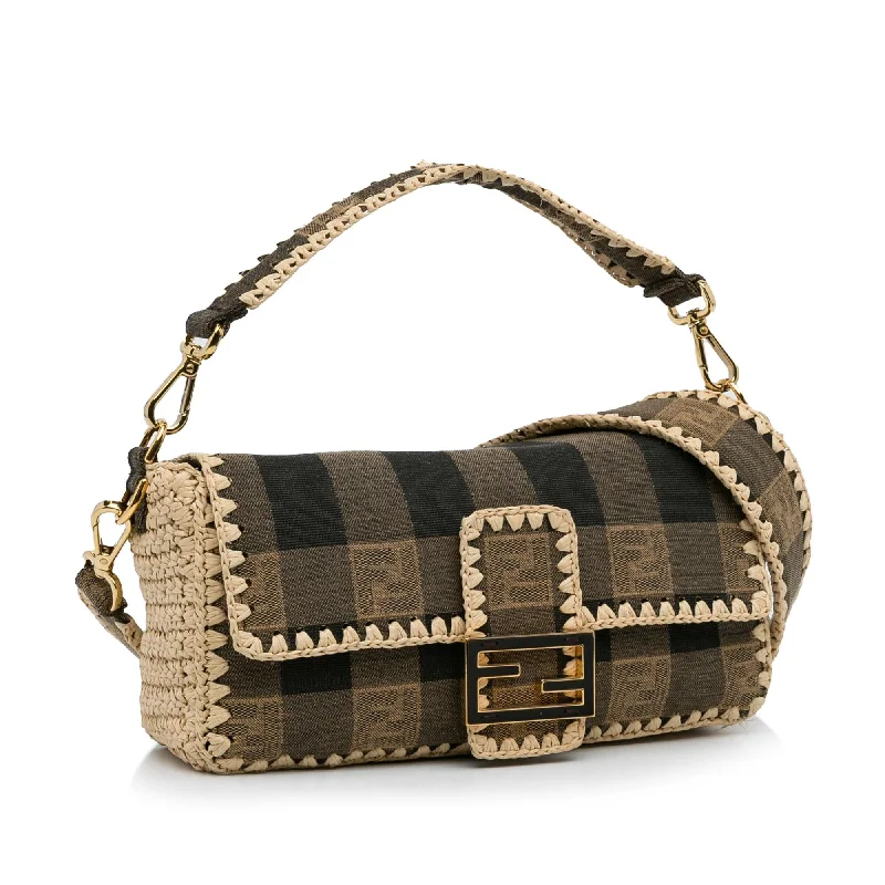 Fendi Pequin Canvas and Raffia Mamma Baguette (SHG-sSRqPf)