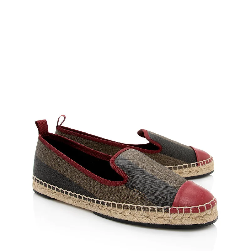 Fendi Pequin Stripe Espadrilles Flats - Size 8 / 38 (SHF-18369)