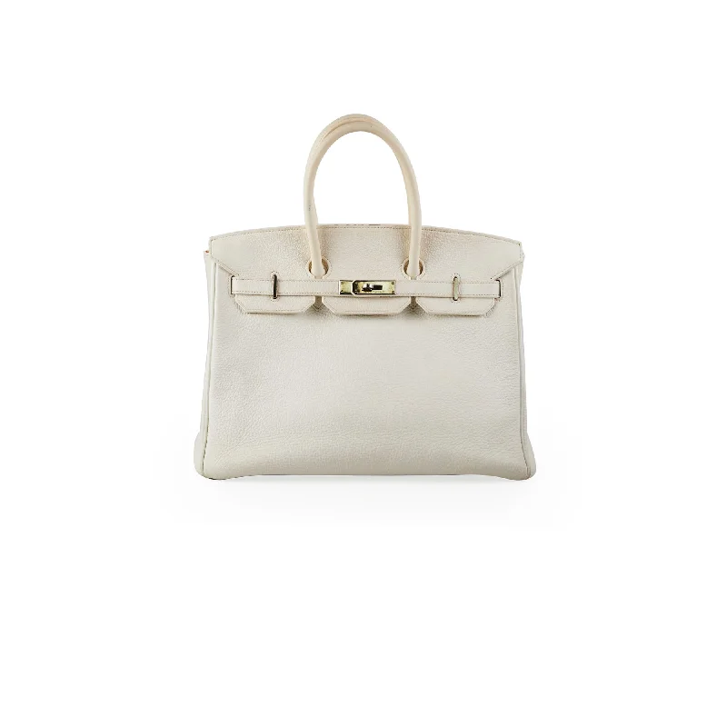 Hermes Birkin 35 Clemence White Stamp P Square (2012)