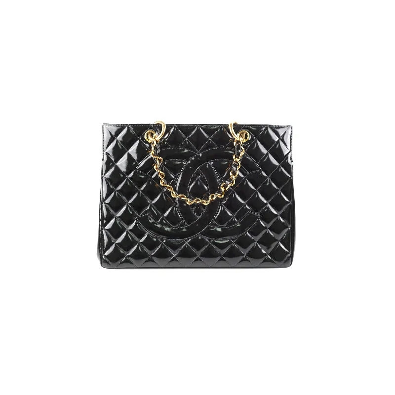 Chanel Vintage Patent Black Tote Black