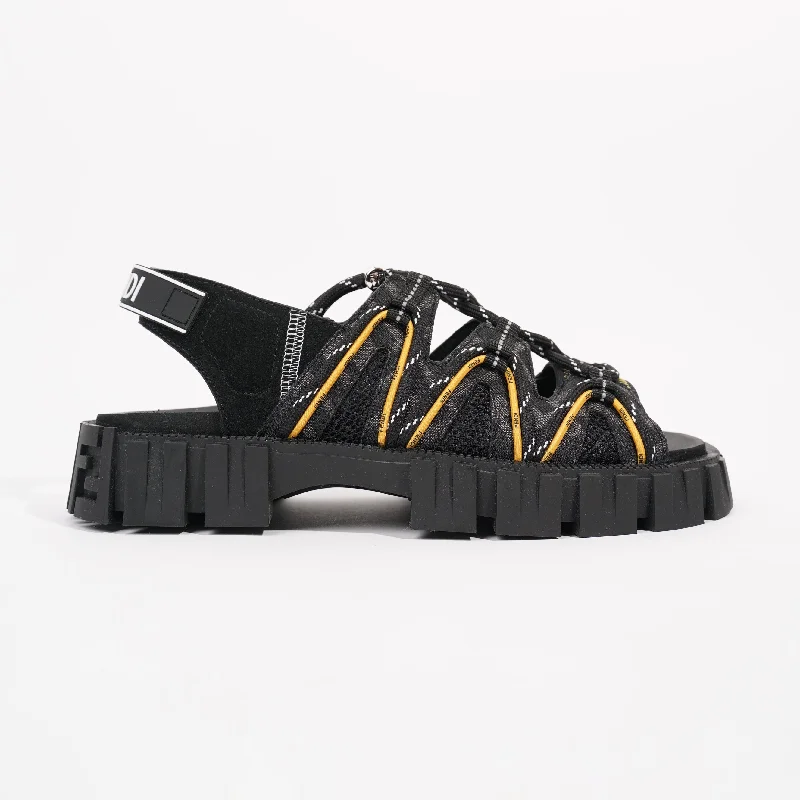 Fendi Mens Tech Strapped Sandals Black Monogram EU 40 / UK 6