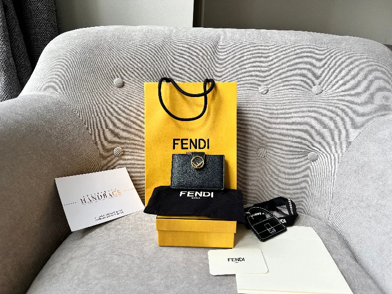 Fendi Black Gusseted Card Holder