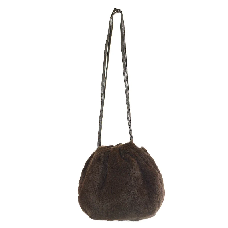 Chanel 1997-1999 Bucket Bag Brown Rabbit Fur