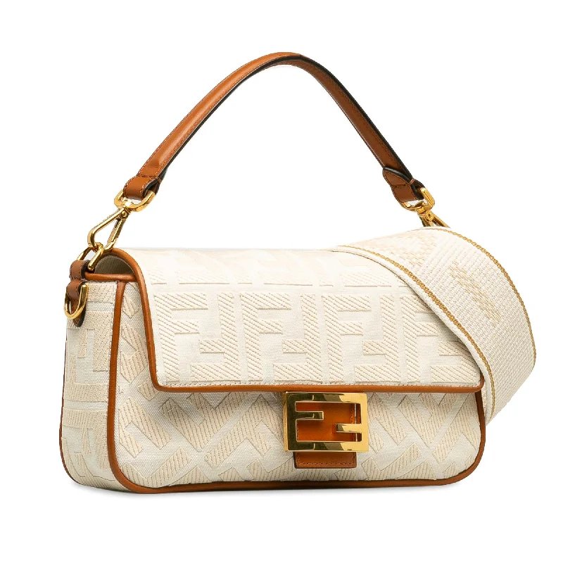 Fendi Medium Embossed Canvas FF Baguette (SHG-K9Z8RL)