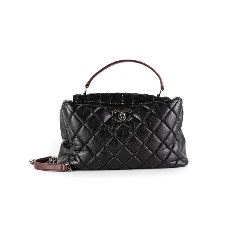 Chanel Quilted Portobello Top Handle Tote Black