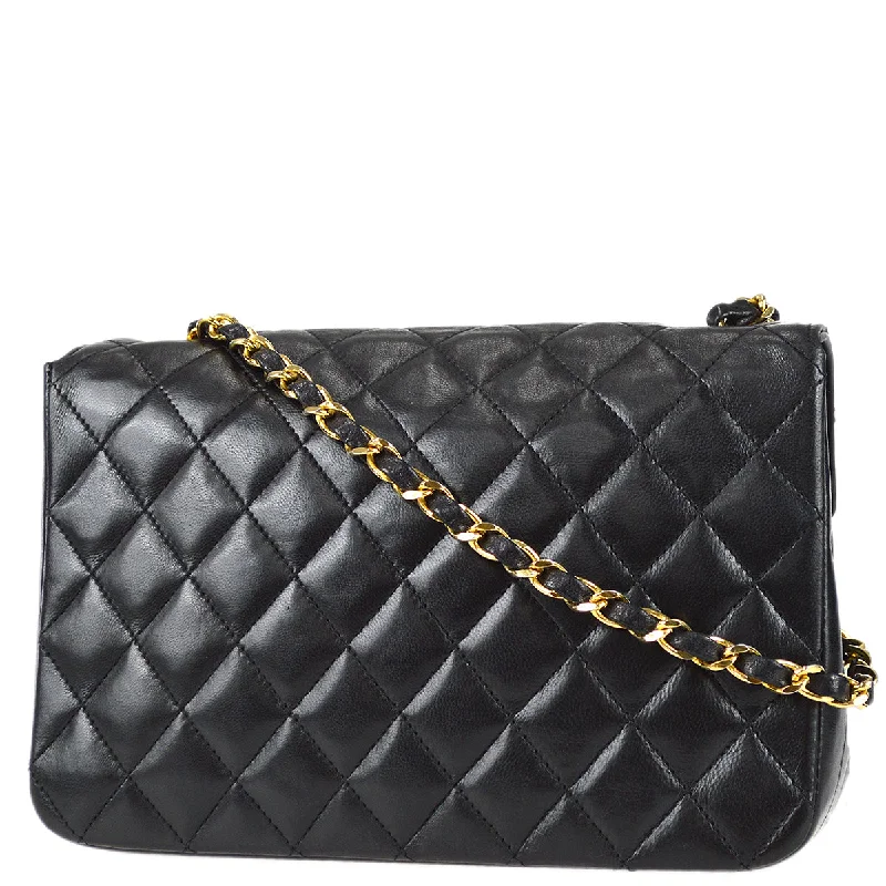 Chanel 1994-1996 Round Flap Bag Small Black Lambskin