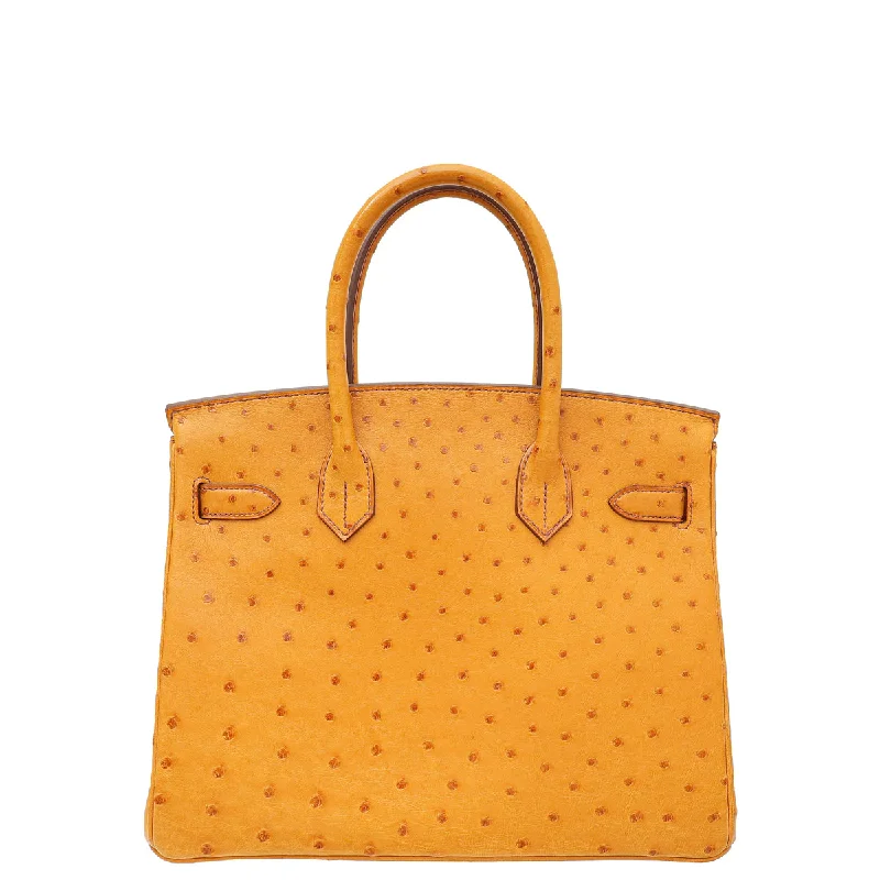 Hermes Cognac Ostrich Birkin 30 Bag