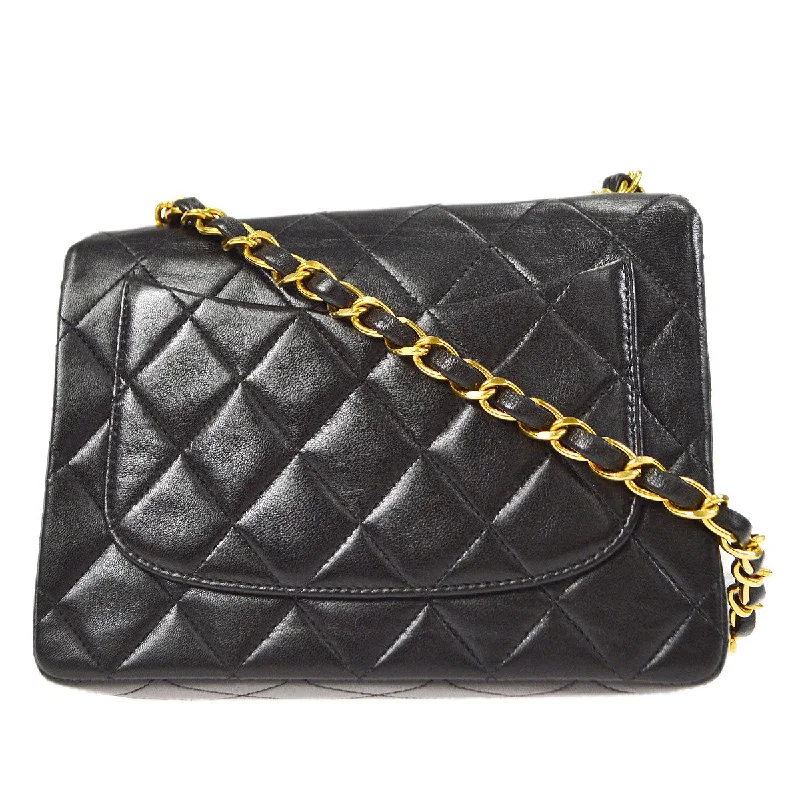 CHANEL 1994-1996 Classic Square Flap 17 Black Lambskin