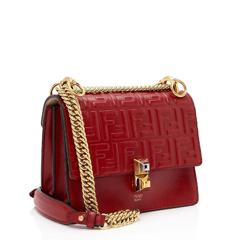 Fendi FF Embossed Calfskin Kan I Small Shoulder Bag (SHF-flp0Jj)