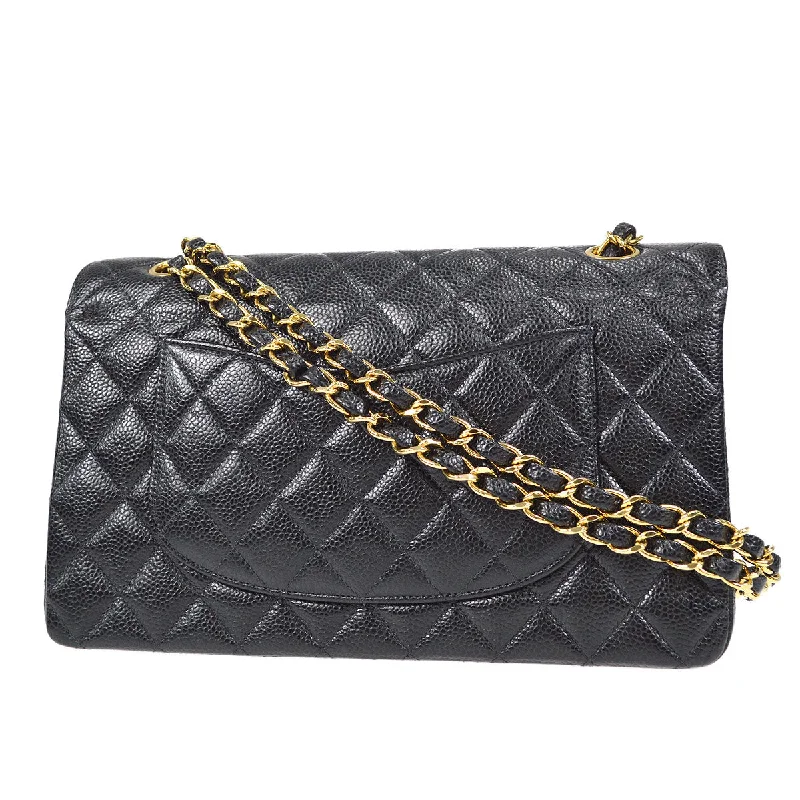 CHANEL 2001-2003 Classic Double Flap Medium Black Caviar