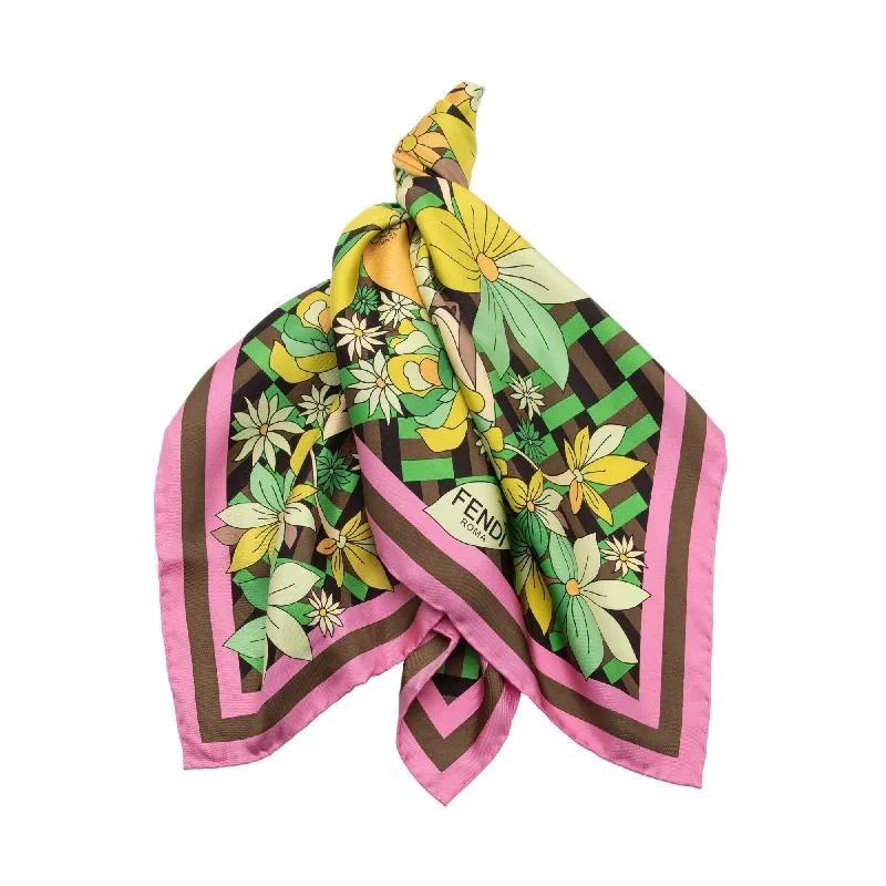 Fendi Silk Floral 90cm Scarf (SHF-Bfg7Q0)