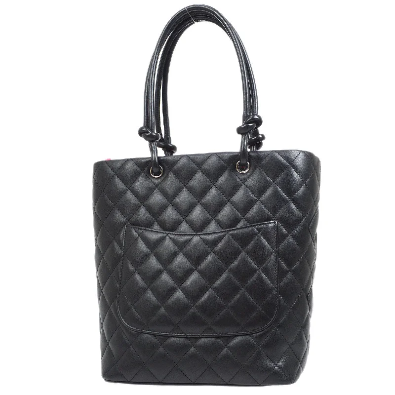 CHANEL 2004-2005 Cambon Ligne Tote Bag Black Calfskin