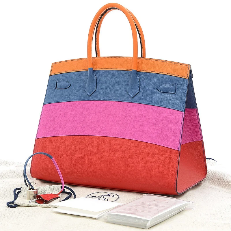 Hermes Birkin 35 Rainbow Apricot Blue Agat Magnolia Rouge Kazak Handbag