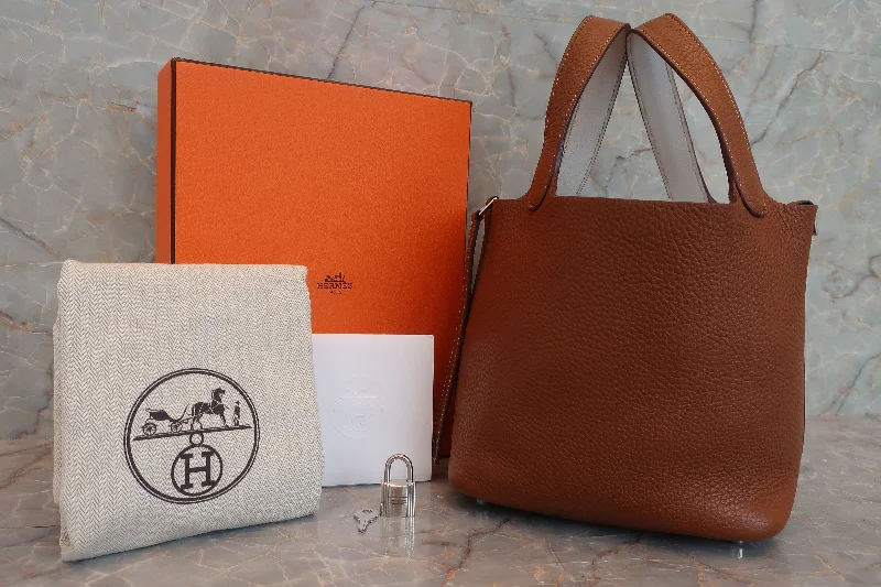 HERMES／エルメス ピコタンロックエクラＰＭ トリヨンクレマンス/ヴォースイフト ゴールド/パールグレー Z刻印 ハンドバッグ 600100076