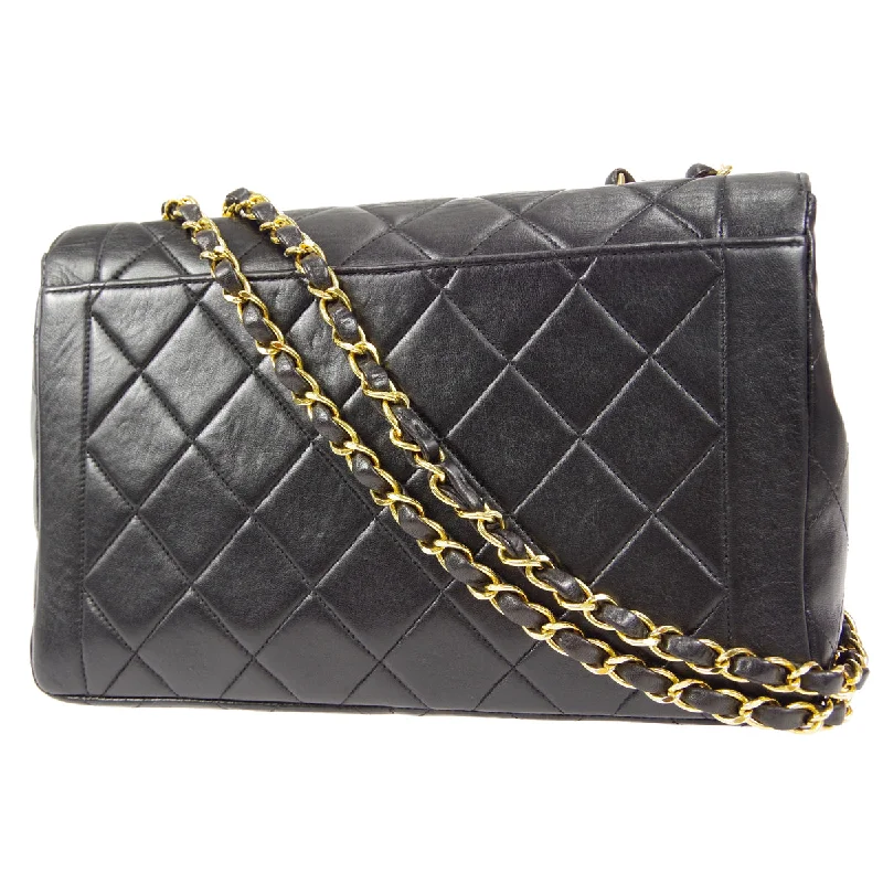 CHANEL 1996-1997 Border Flap Medium Black Lambskin