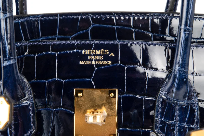 Hermes Birkin 35 Bag Blue Sapphire Porosus Crocodile Gold Hardware New