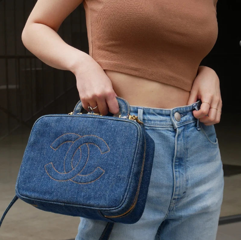 CHANEL 1996-1997 Denim Top Handle Bag