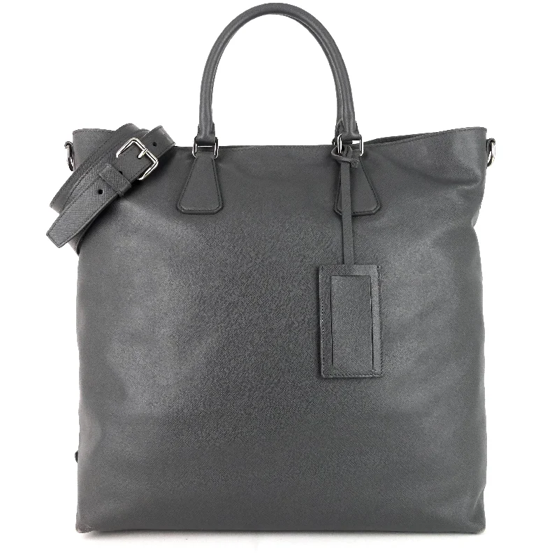 North South Saffiano Leather Open Tote Bag