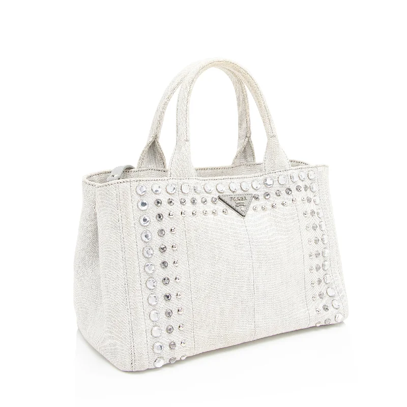 Prada Studded Crystal Denim Tote Sqg4PX