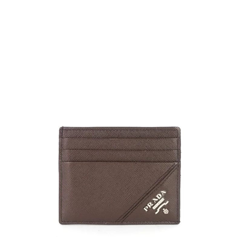 Saffiano Leather Logo Card Holder