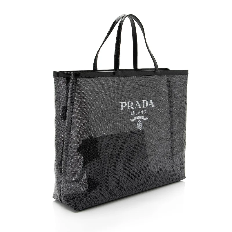 Prada Sequin Mesh Logo Large Tote bq8WmB