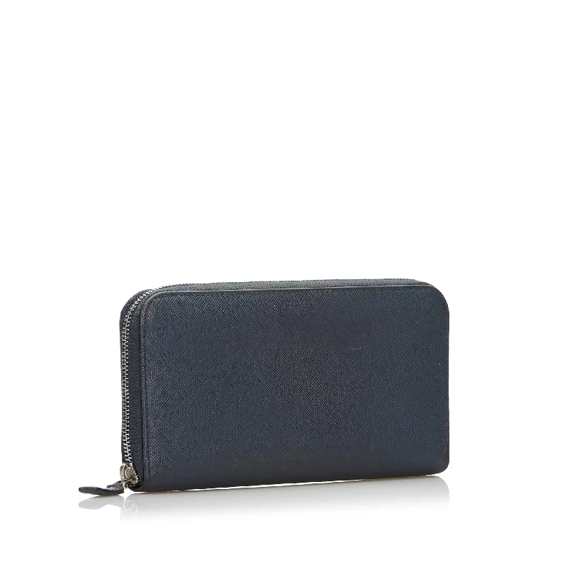 Prada Saffiano Leather Zip Around Wallet 37742