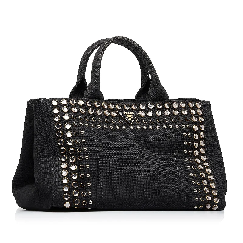 Prada Studded Canapa Tote Bag 75Jb0C