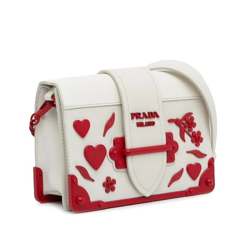 Prada Saffiano Trimmed City Calf Cahier Flower Heart Bag TTrQwq