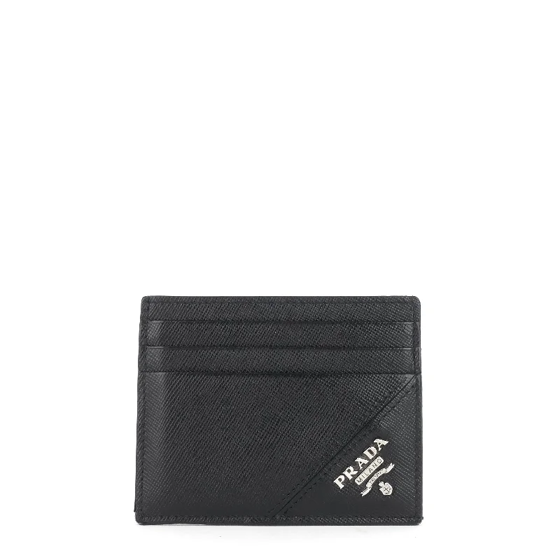 Logo Saffiano Leather Card Holder