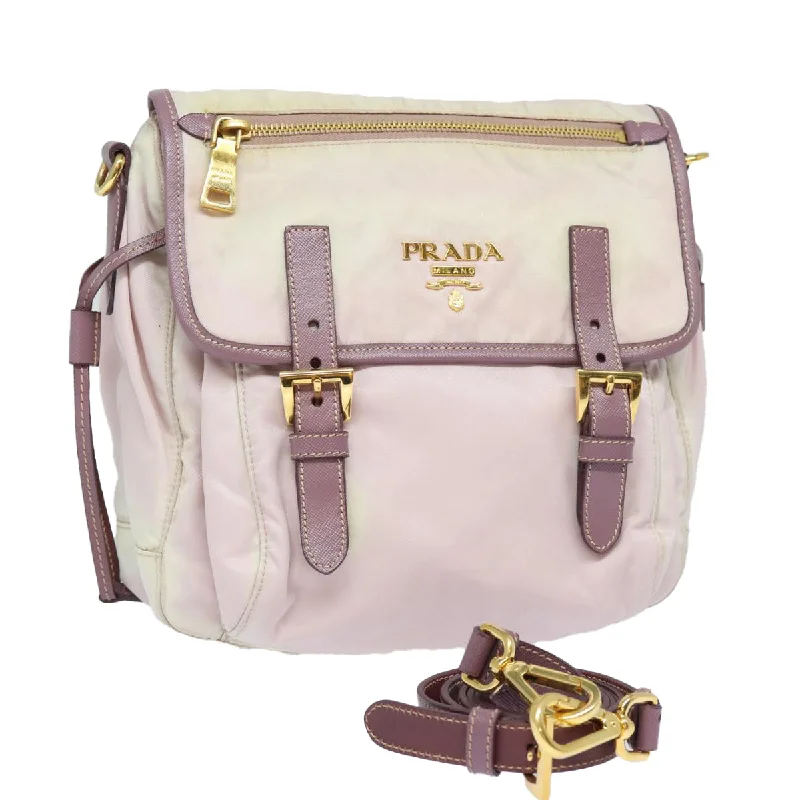 PRADA Shoulder Bag Nylon Pink Auth bs16348