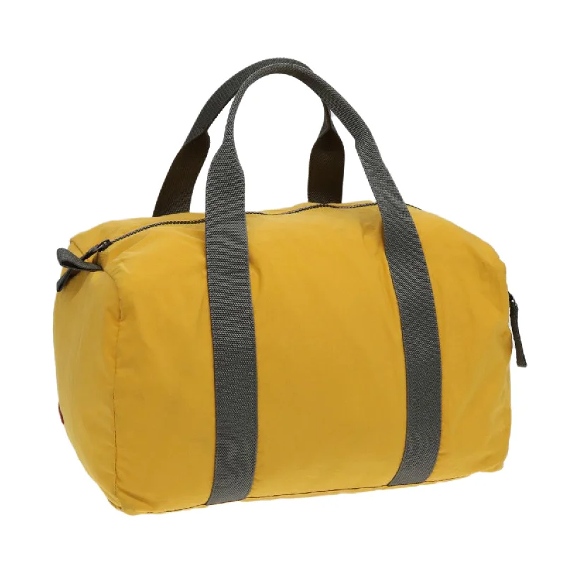 PRADA Sports Boston Bag Nylon Yellow Gray Silver Auth ti1954