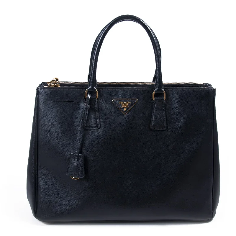 Prada Large Saffiano Lux Double Zip Tote Bag