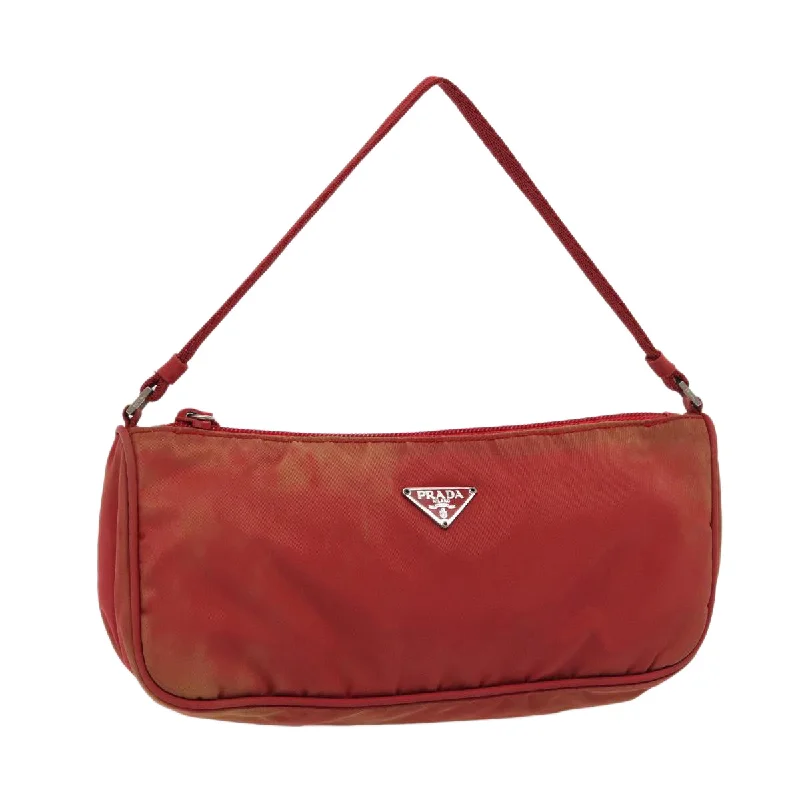 PRADA Accessory Pouch Nylon Red Auth 83667