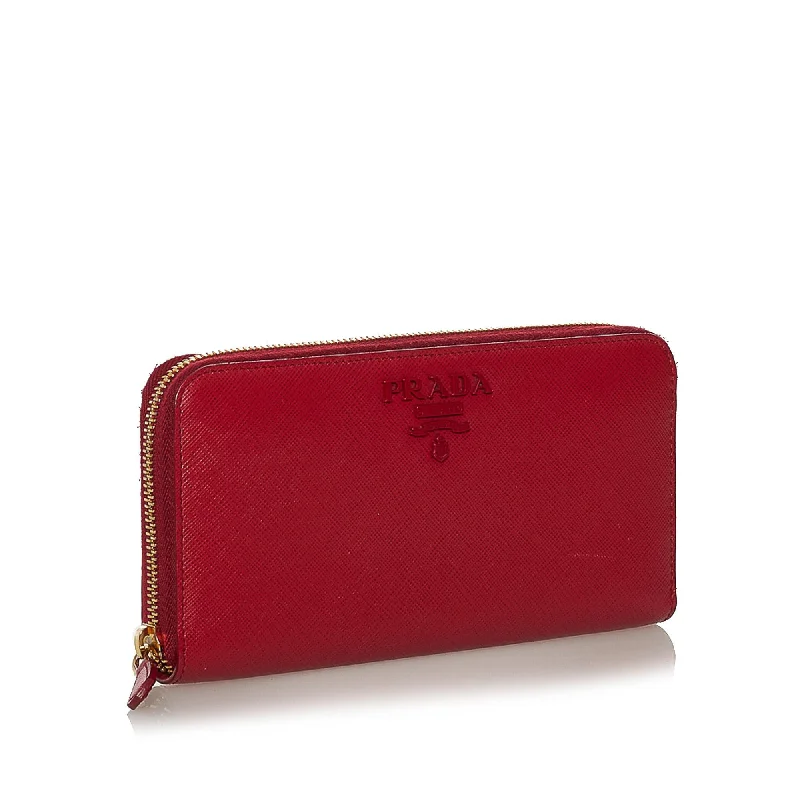 Prada Saffiano Zip Around Long Wallet 33292