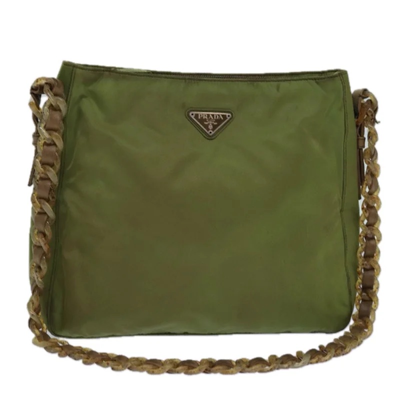 PRADA Shoulder Bag Nylon Khaki Auth 85288