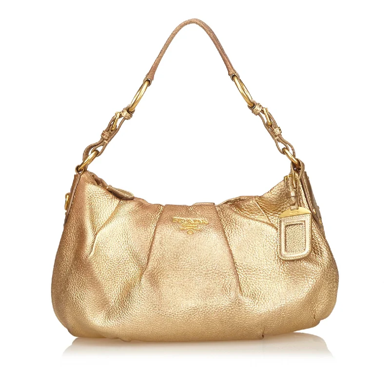 Metallic Gold Leather Hobo Bag