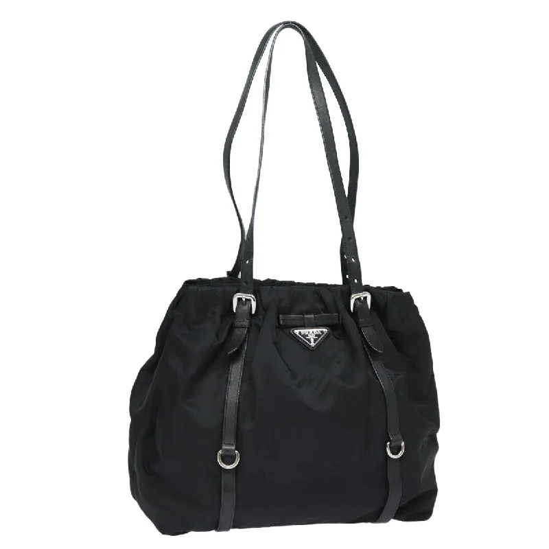 PRADA Ribbon Tote Bag Nylon Black BN1136 Auth mr381