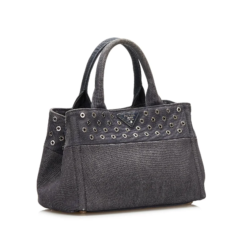 Prada Studded Canapa Satchel 35717