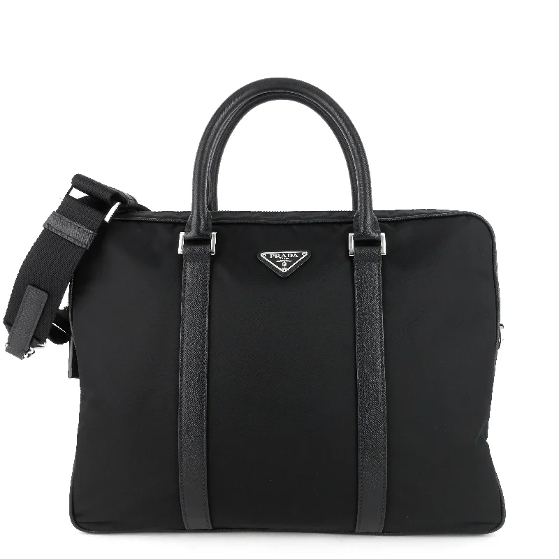 Convertible Tessuto Nylon and Saffiano Leather Briefcase Bag