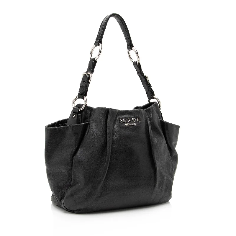 Prada Soft Calfskin Pleated Side Pocket Hobo pruIY9