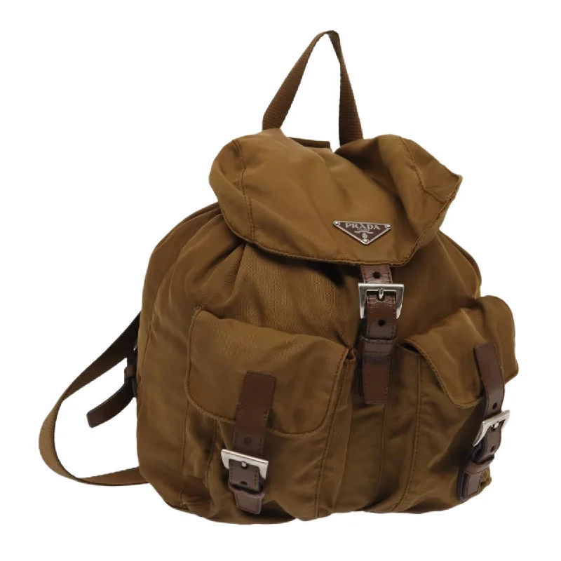 PRADA Backpack Nylon Brown Auth 85057