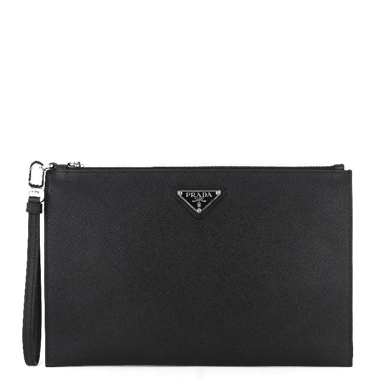 Saffiano Leather Wristlet Clutch Bag