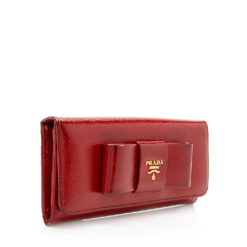 Prada Saffiano Vernice Bow Continental Wallet - FINAL SALE 19372