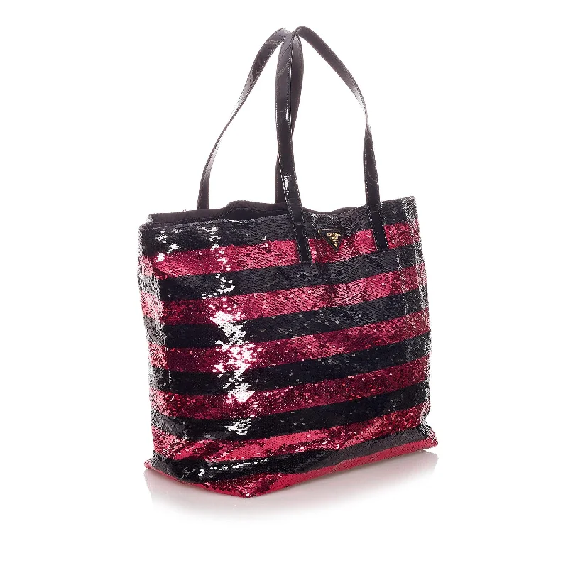 Prada Sequin Striped Tote Bag 28996