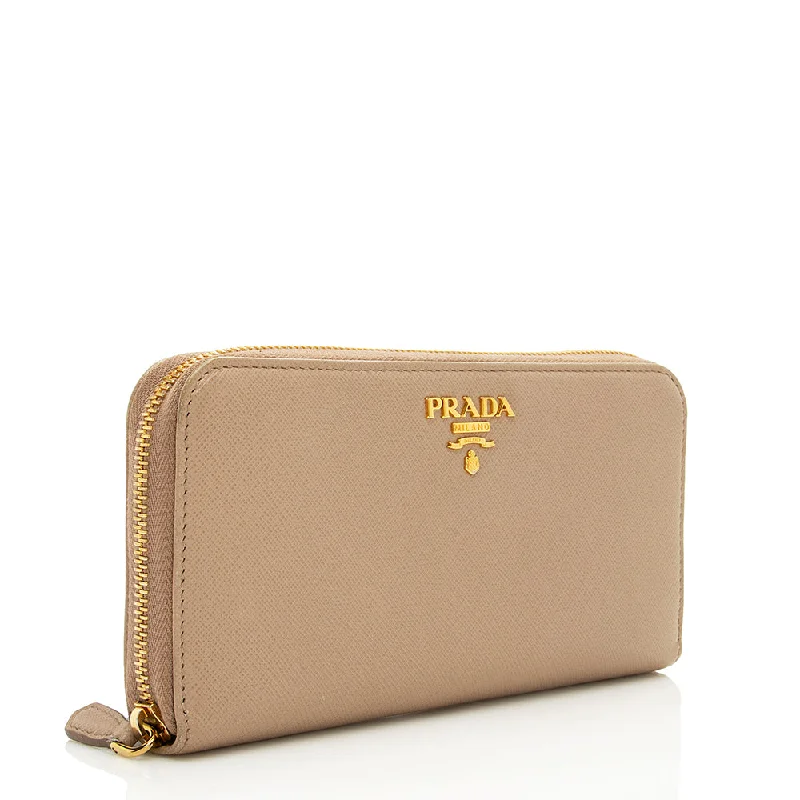 Prada Saffiano Leather Zip Around Wallet 17519