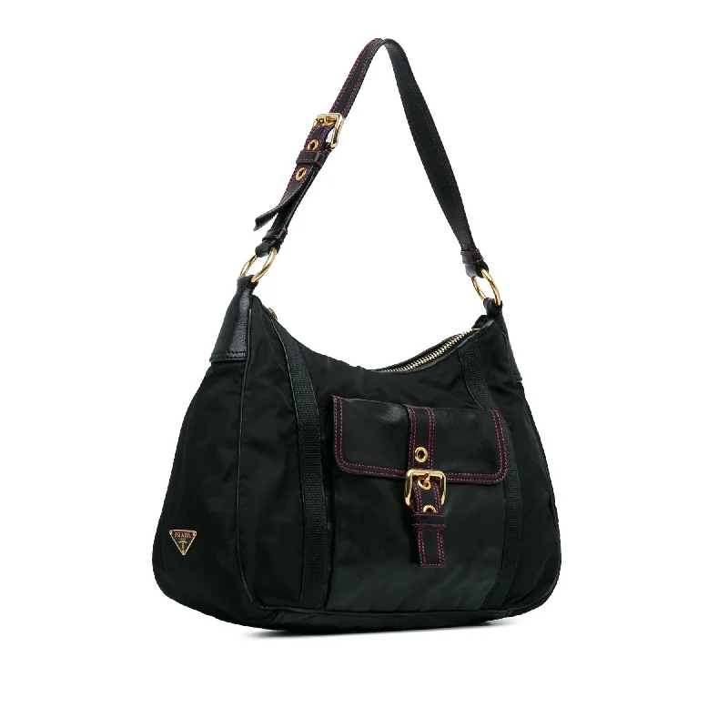 Prada Tessuto City Calf Trimmed Buckle Hobo xswi3t