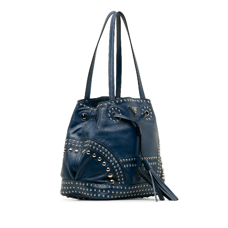 Prada Soft Calf Studded Bucket Bag 381Kw2